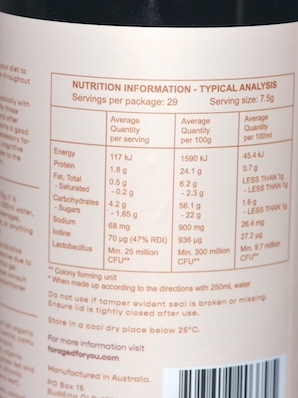 Image of nutrition information